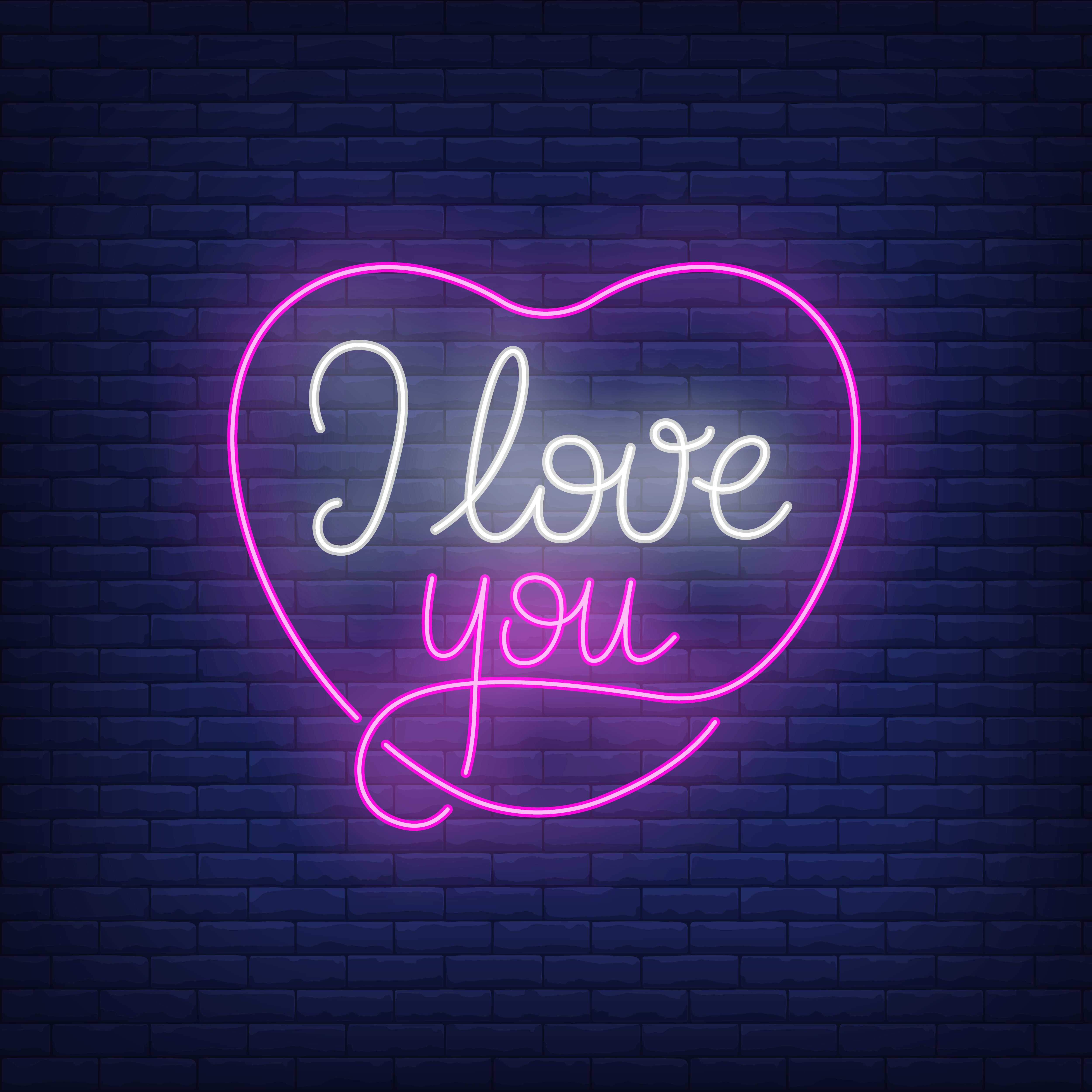 I love you neon lettering in a heart frame. romance, valentine's day